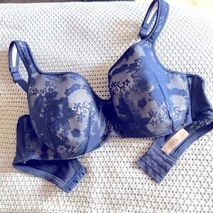 Cacique Floral Lace Blue Bra 38 DD